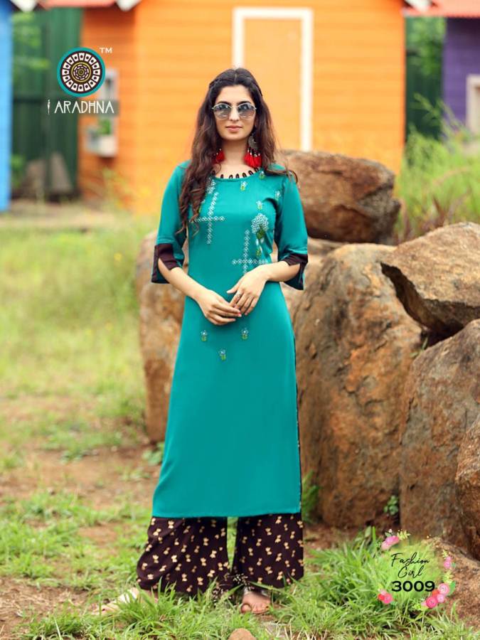 Aradhna Presents Fashion Girl 3 Heavy Rayon Casual Wear Kurti With Bottom