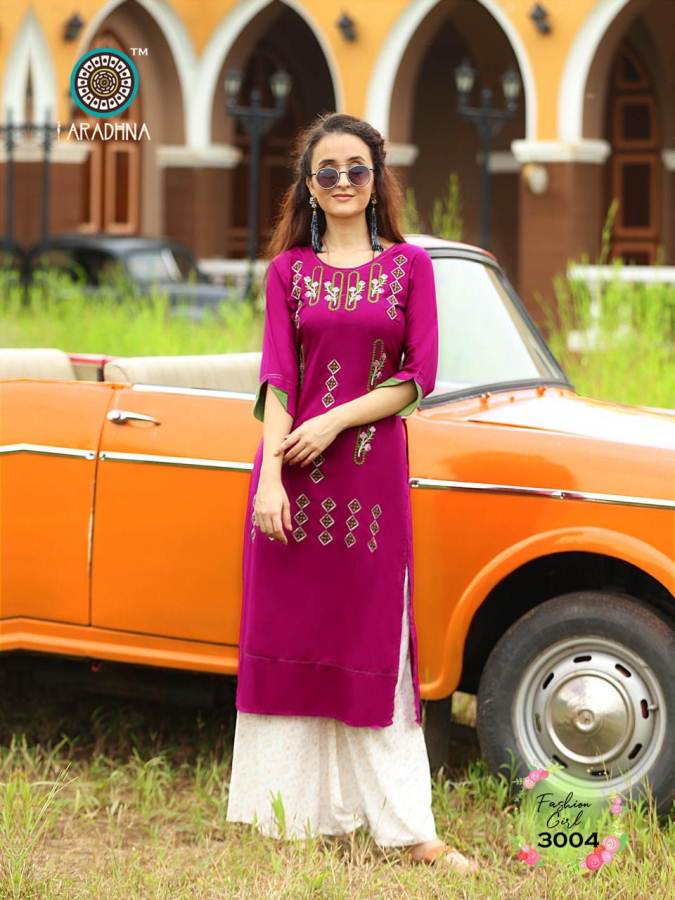 Aradhna Presents Fashion Girl 3 Heavy Rayon Casual Wear Kurti With Bottom