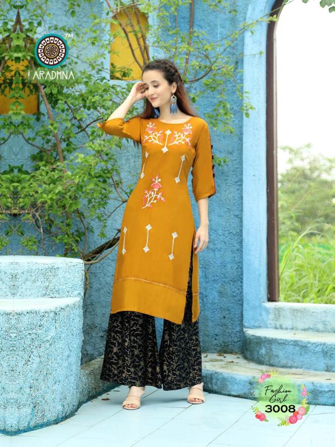 Aradhna Presents Fashion Girl 3 Heavy Rayon Casual Wear Kurti With Bottom