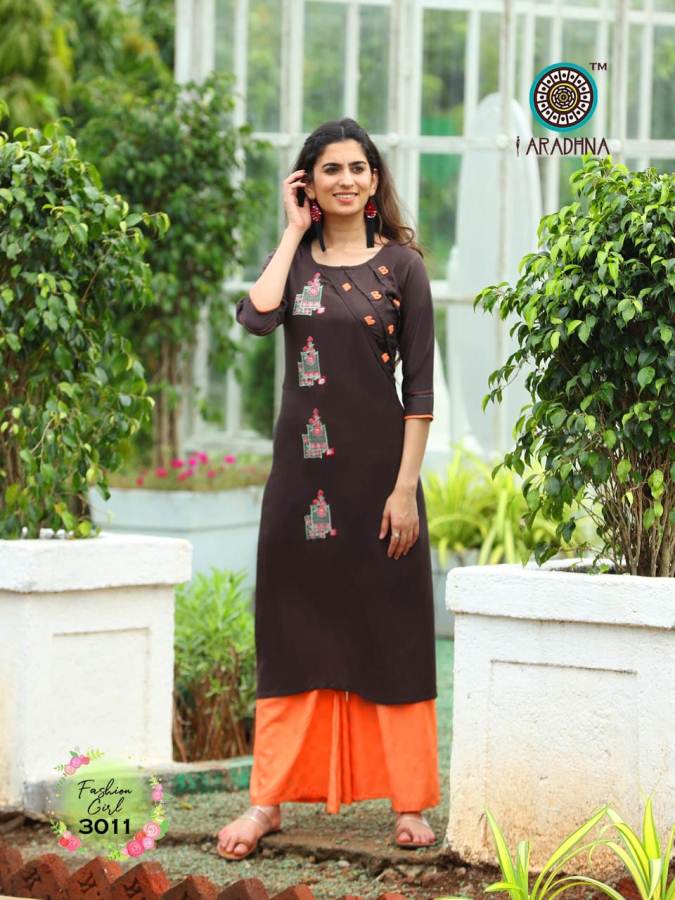 Aradhna Presents Fashion Girl 3 Heavy Rayon Casual Wear Kurti With Bottom