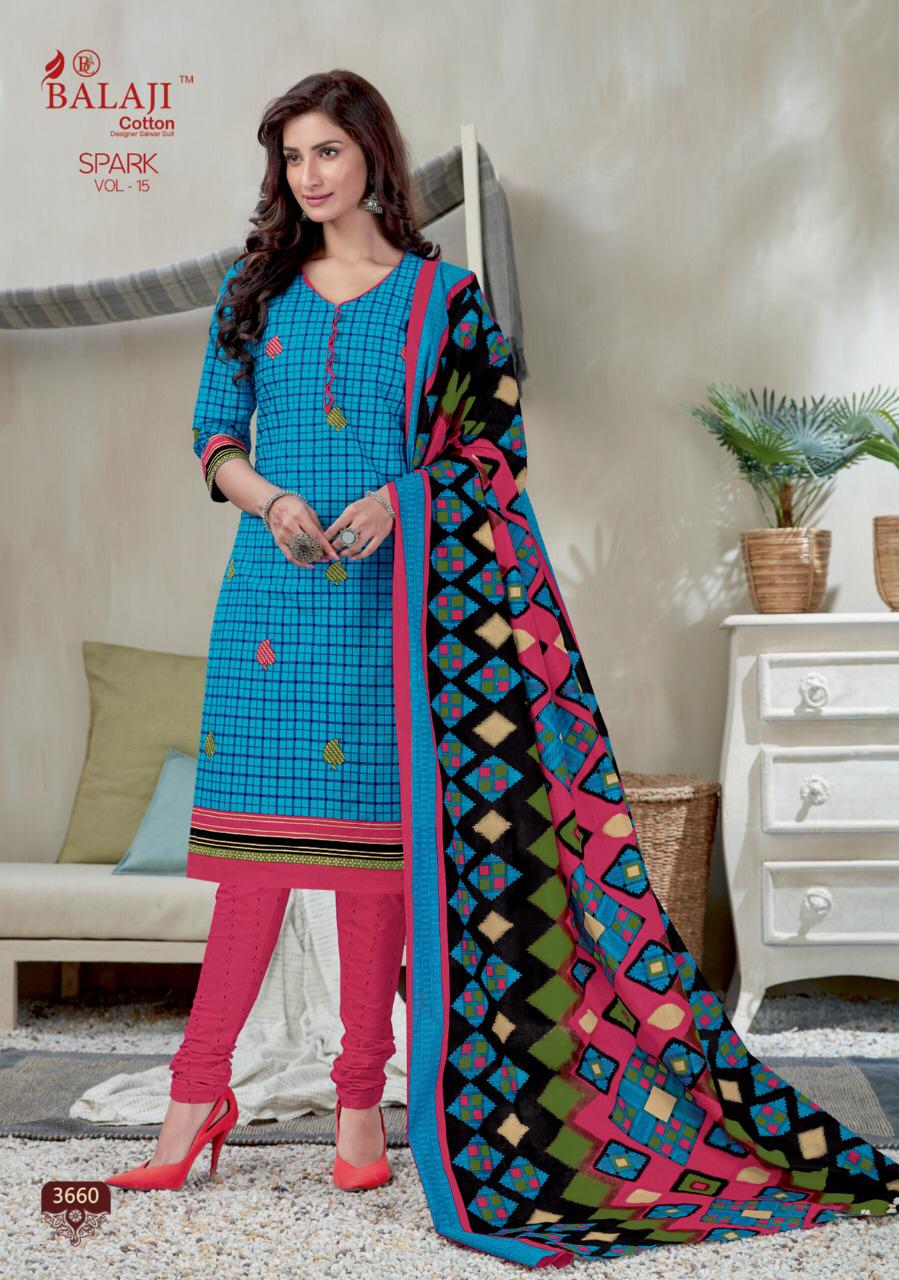 Balaji  Presents Spark Vol 15  Printed Dress Material