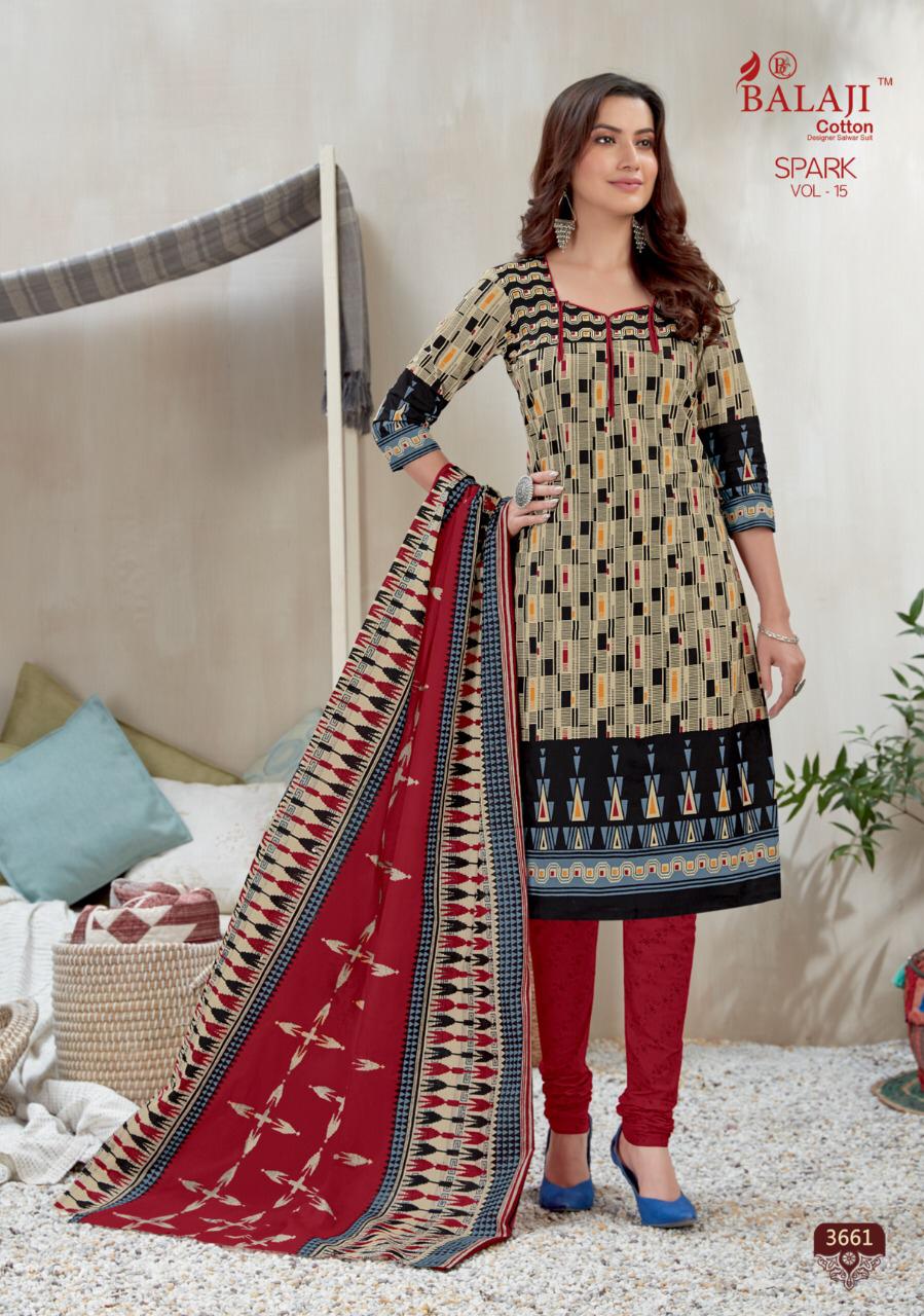 Balaji  Presents Spark Vol 15  Printed Dress Material