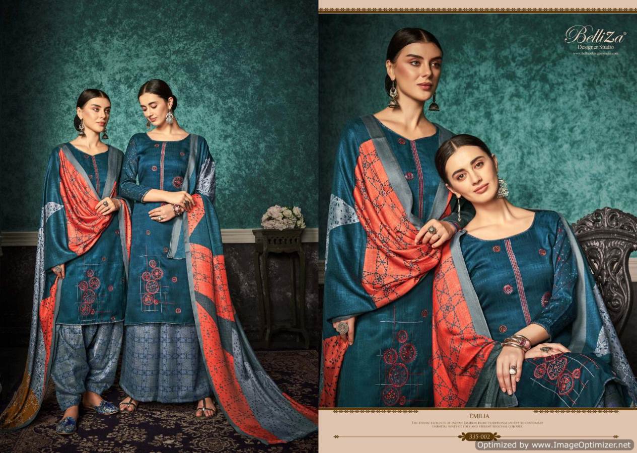 Belliza Presents Emilia Pure Pashmina Designer Dress Material