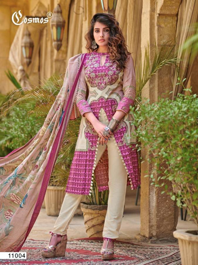 Cosmos Presents  Noor Printed Lawn Vol  2 Karachi Dress Material