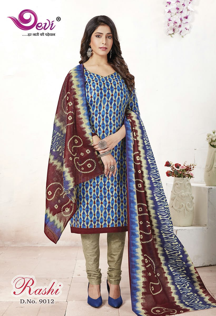 Devi  Presents Rashi Vol 9  Printed Dress Material