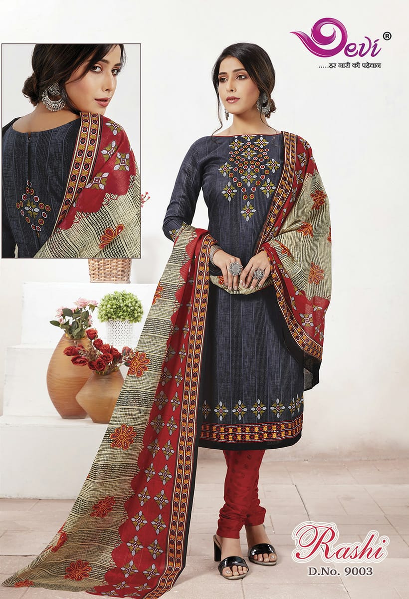 Devi  Presents Rashi Vol 9  Printed Dress Material