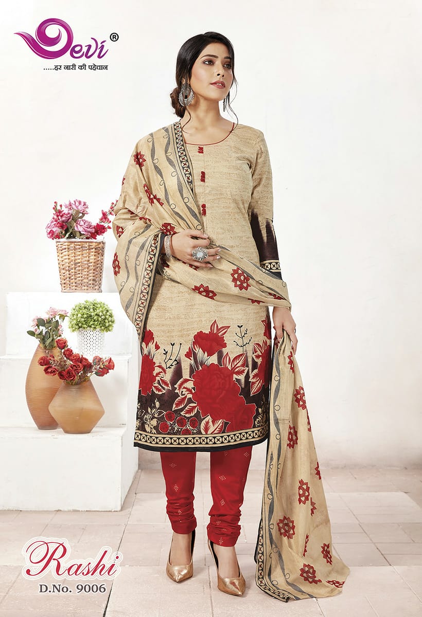 Devi  Presents Rashi Vol 9  Printed Dress Material