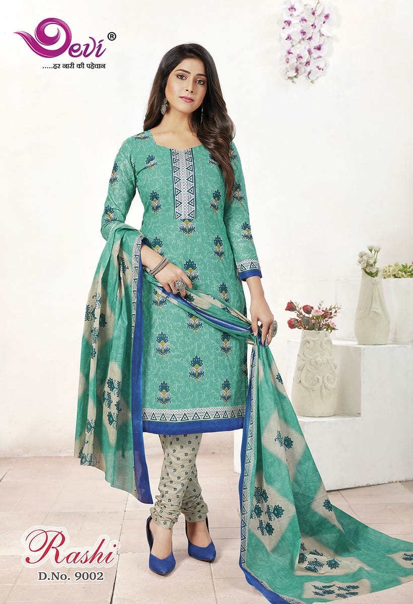 Devi  Presents Rashi Vol 9  Printed Dress Material