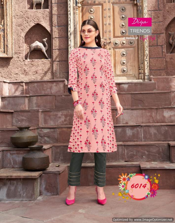 Diya Trends Presents  Bibas  Vol 6 Casual Wear Kurti With Bottom