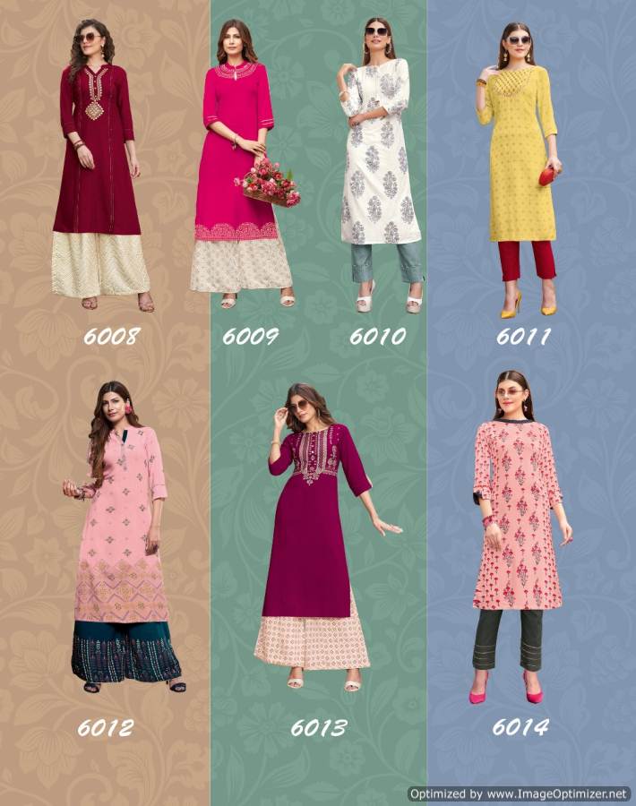 Diya Trends Presents  Bibas  Vol 6 Casual Wear Kurti With Bottom