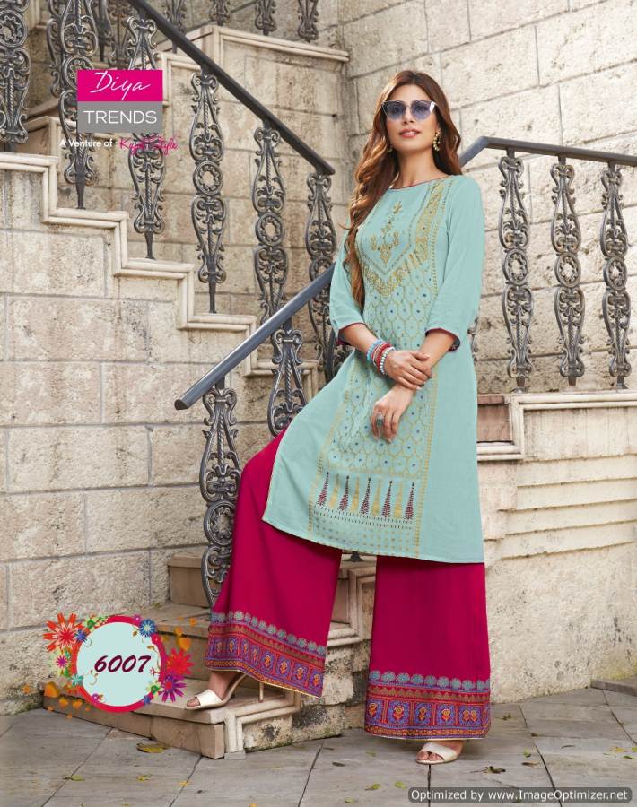 Diya Trends Presents  Bibas  Vol 6 Casual Wear Kurti With Bottom