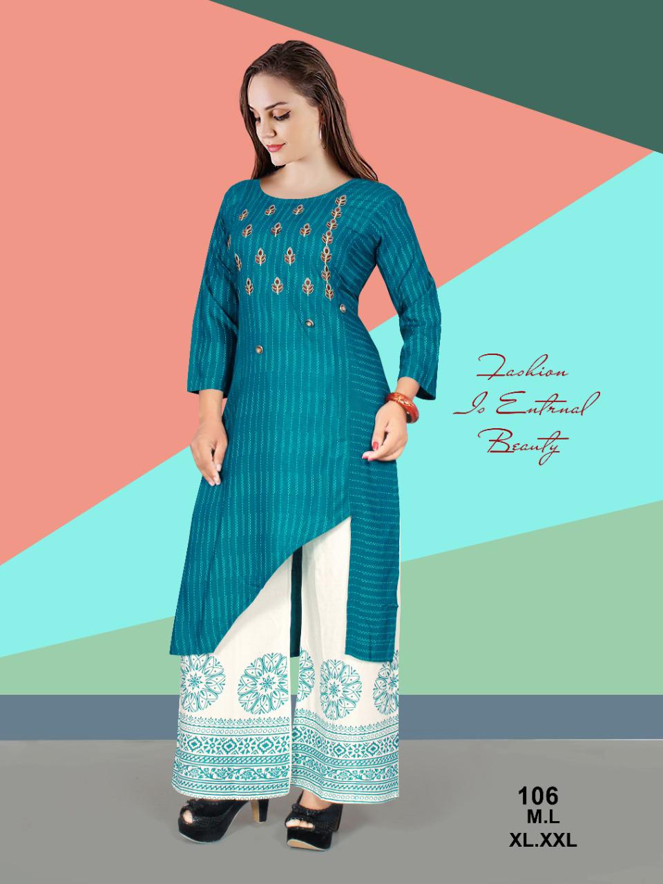 Ft  Presents Plazo Masti  Printed Kurti With Bottom