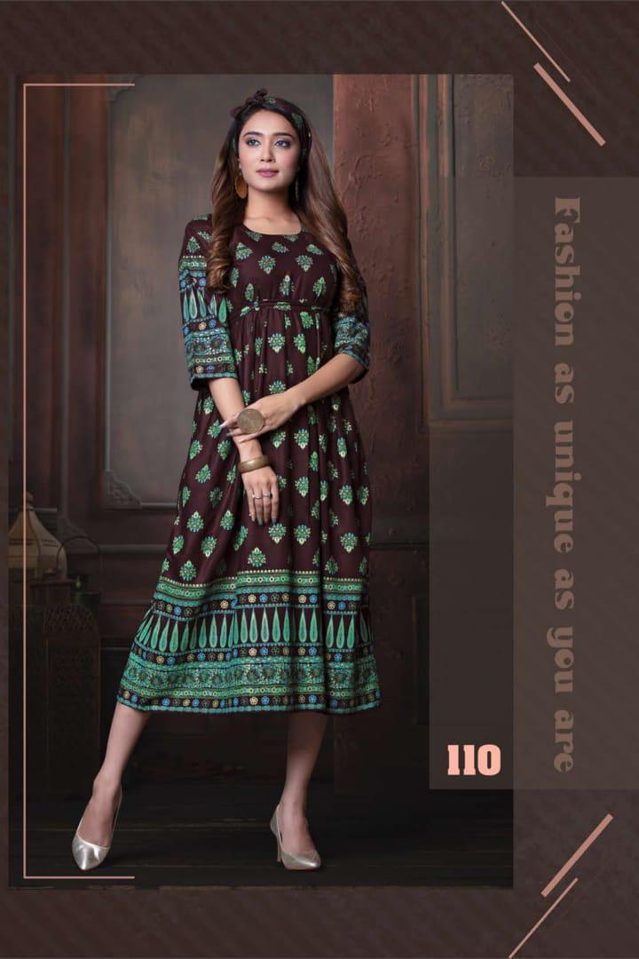 Trendy Presents Flyeer Collection Of Heavy Rayon Printed Short Round Kurtis