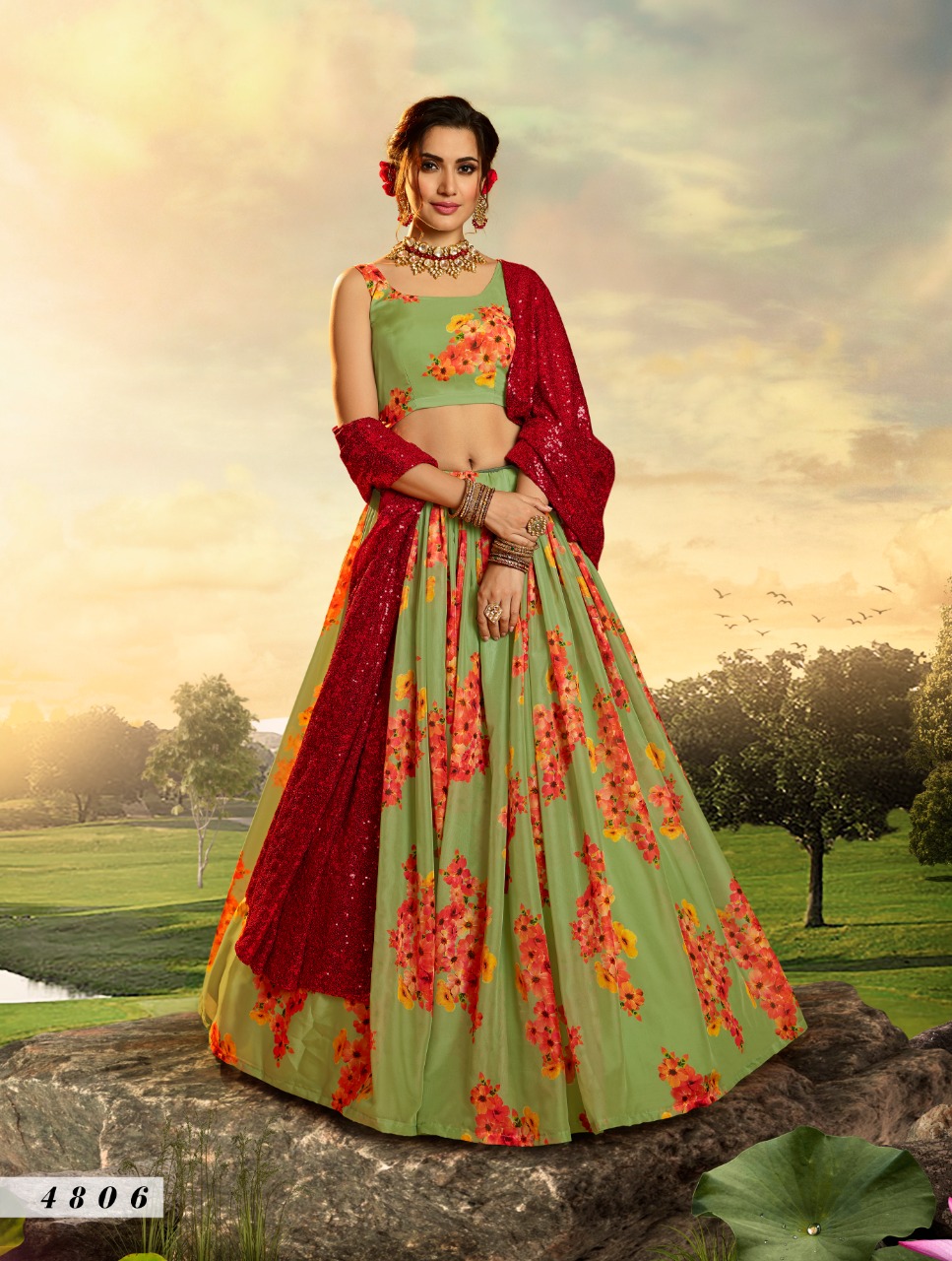 Green  4806  Printed Lehenga Choli Collection