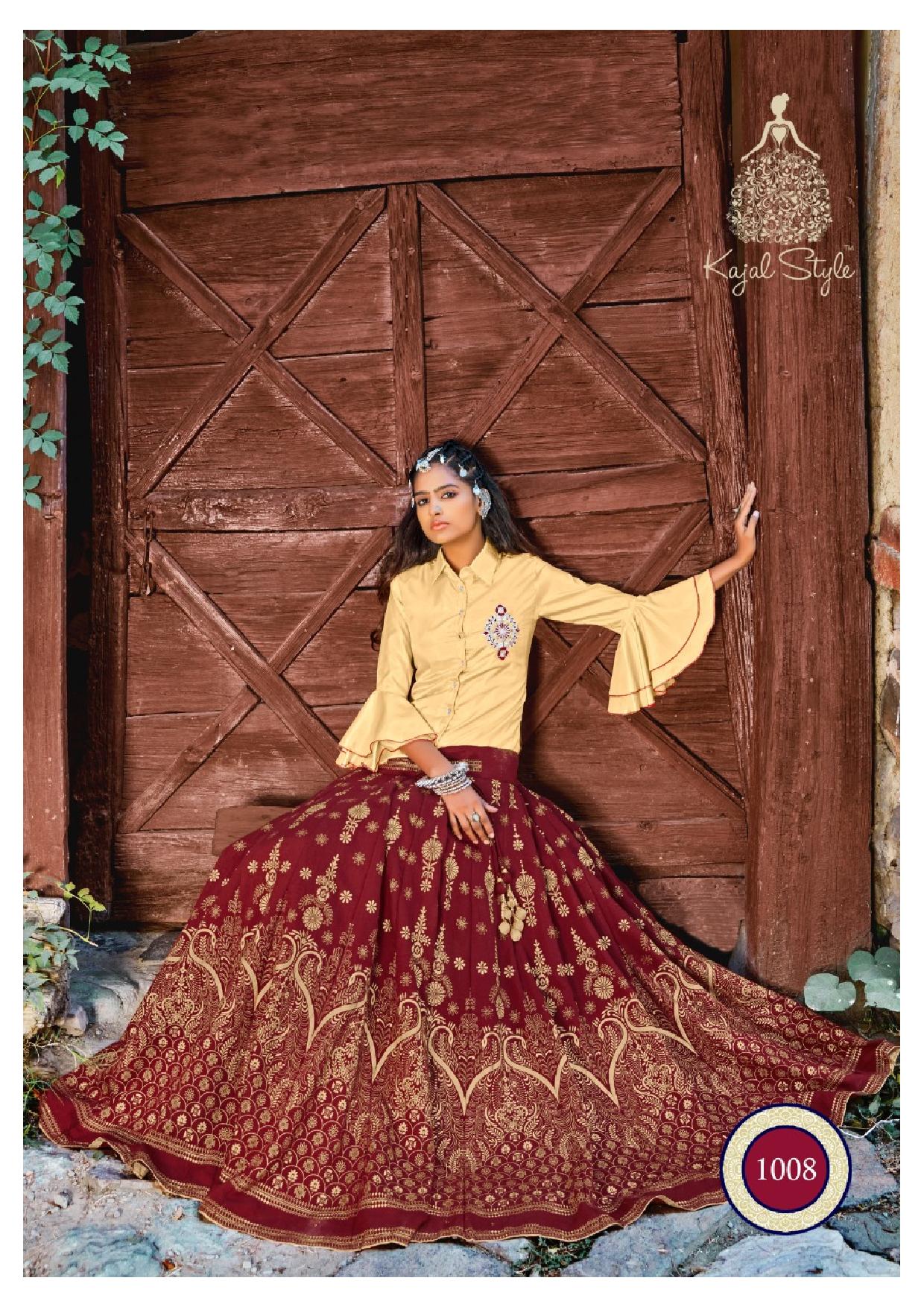 Blush-Pink Georgette Kurti Style Lehenga Choli with Sequins, Gota Patti,  Thread Embroidery and Net Dupatta | Exotic India Art