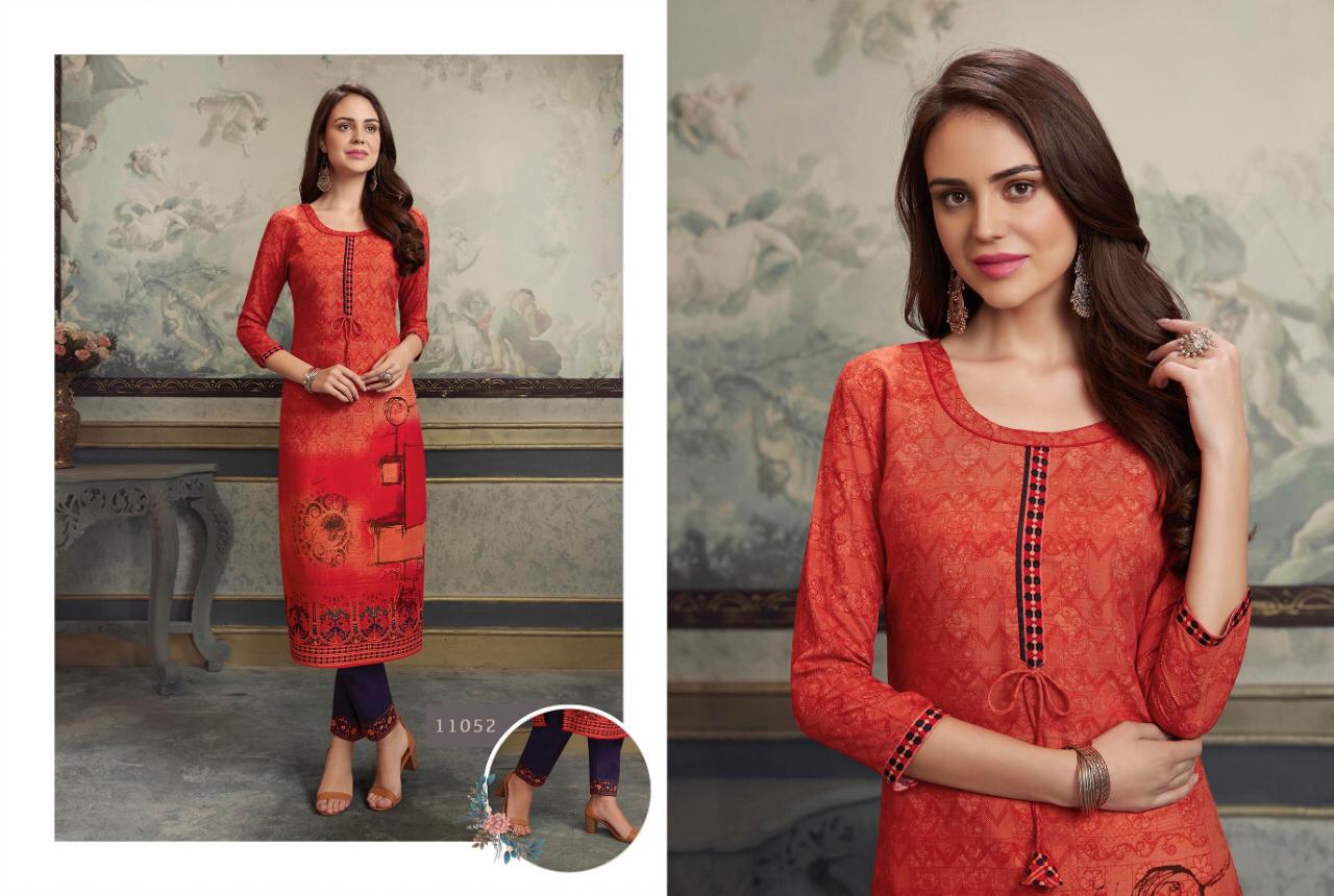 Kalaroop  Presents  Lotus Casual Wear Kurti With Pant Collection