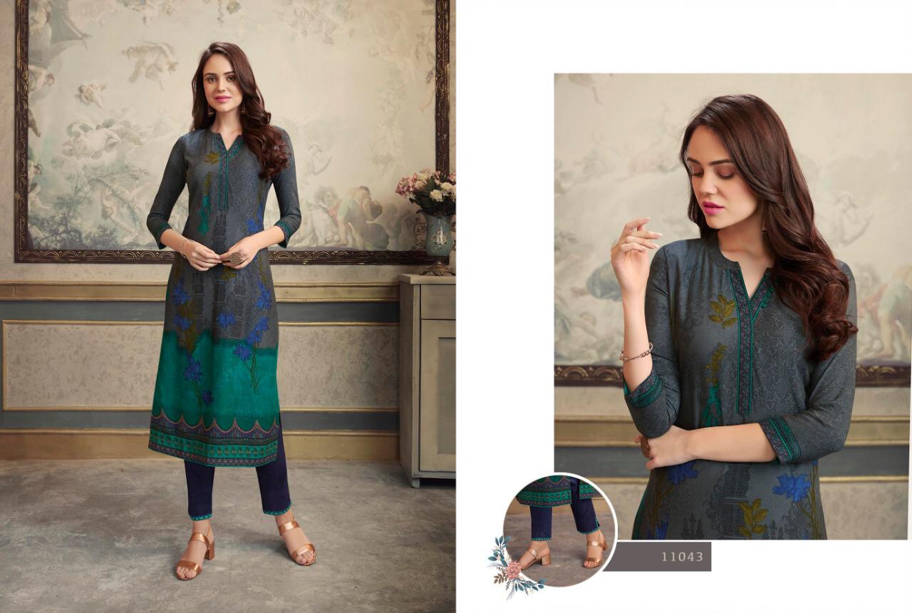 Kalaroop  Presents  Lotus Casual Wear Kurti With Pant Collection