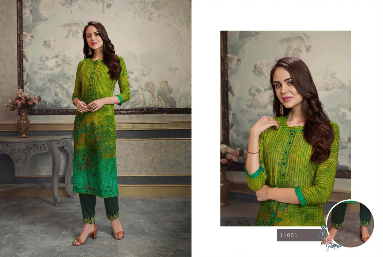 Kalaroop  Presents  Lotus Casual Wear Kurti With Pant Collection