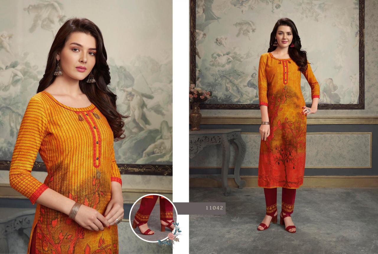Kalaroop  Presents  Lotus Casual Wear Kurti With Pant Collection