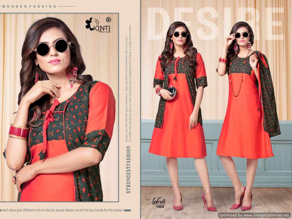 Kinti  Presents Aakruti Vol 14 Flair Kurti With Separate Jacket