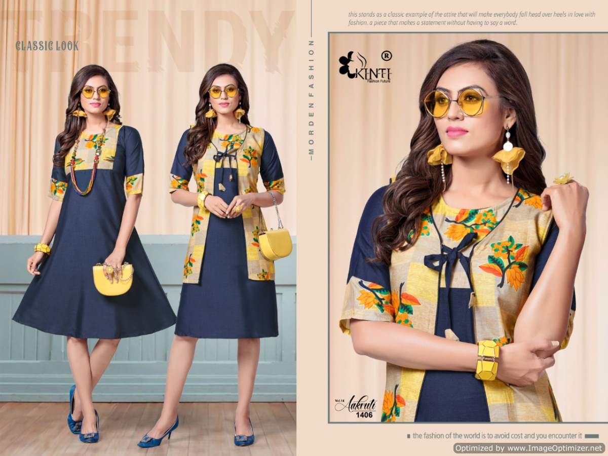 Kinti  Presents Aakruti Vol 14 Flair Kurti With Separate Jacket