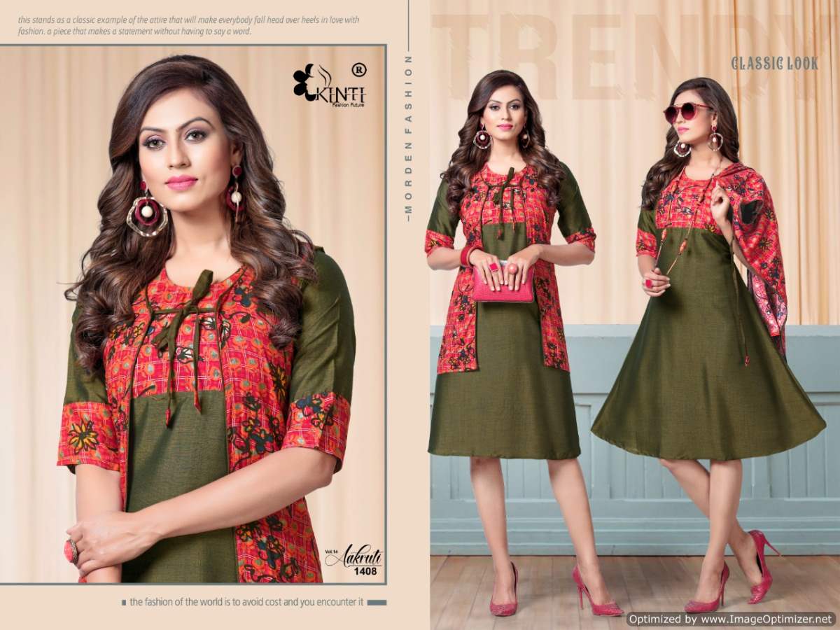 Kinti  Presents Aakruti Vol 14 Flair Kurti With Separate Jacket