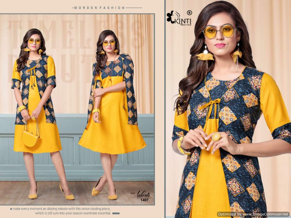Kinti  Presents Aakruti Vol 14 Flair Kurti With Separate Jacket