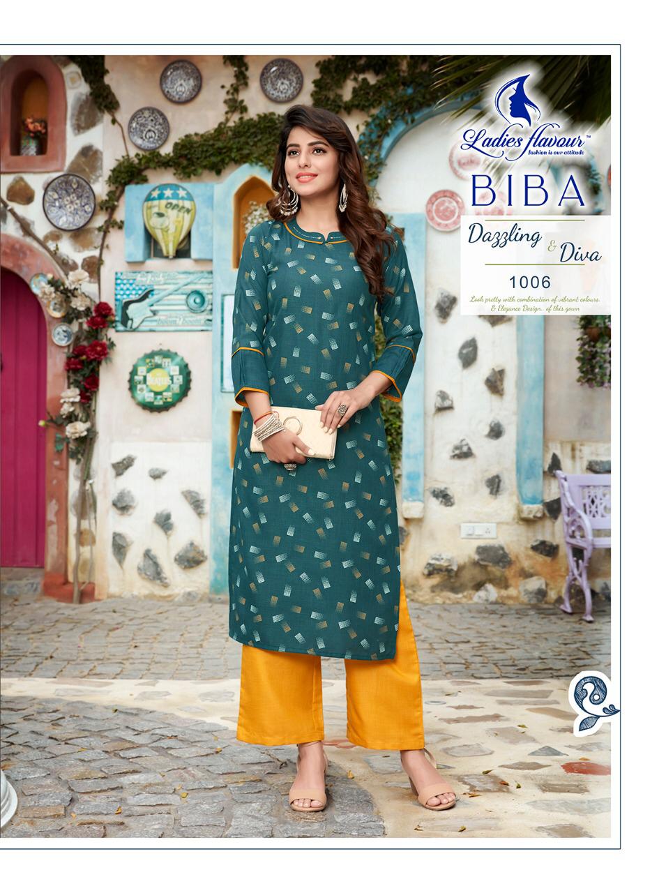 Ladies Flavour Biba Casual Wear Stylish Kurti With Fancy Bottom Wholesale