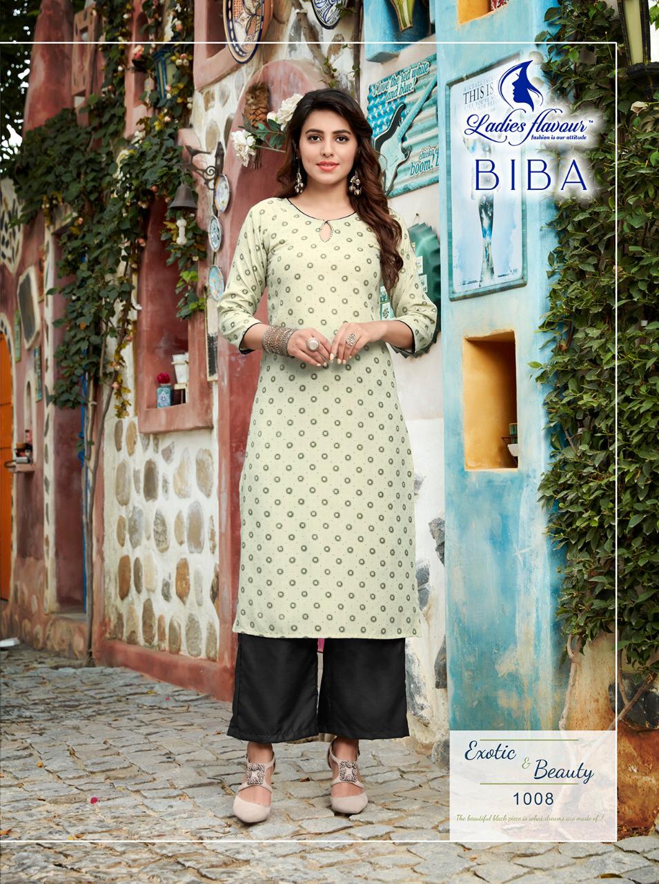 Ladies Flavour Biba Casual Wear Stylish Kurti With Fancy Bottom Wholesale
