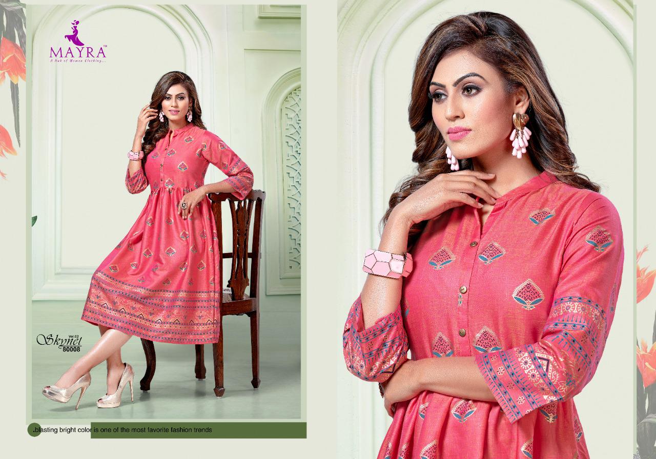 Mayra  Presents Skynet Vol 2 Printed Kurti Collection
