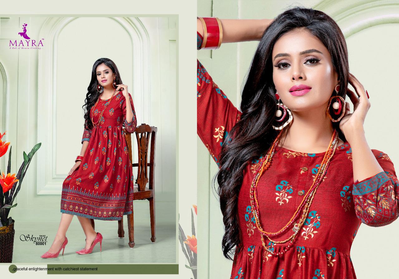 Mayra  Presents Skynet Vol 2 Printed Kurti Collection