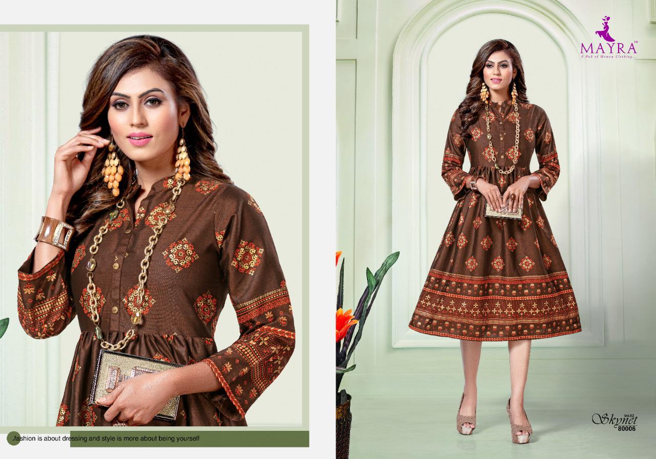 Mayra  Presents Skynet Vol 2 Printed Kurti Collection