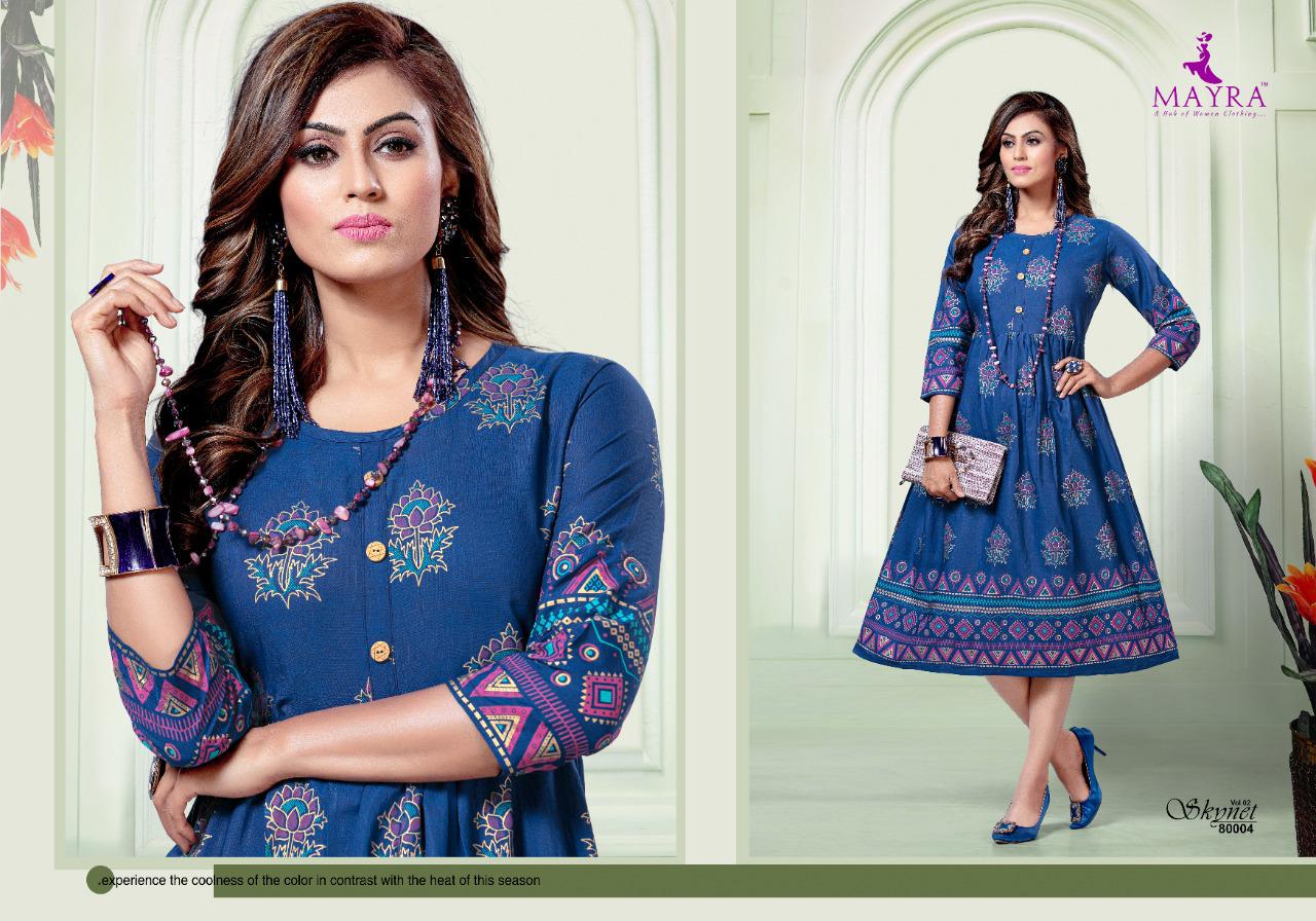 Mayra  Presents Skynet Vol 2 Printed Kurti Collection