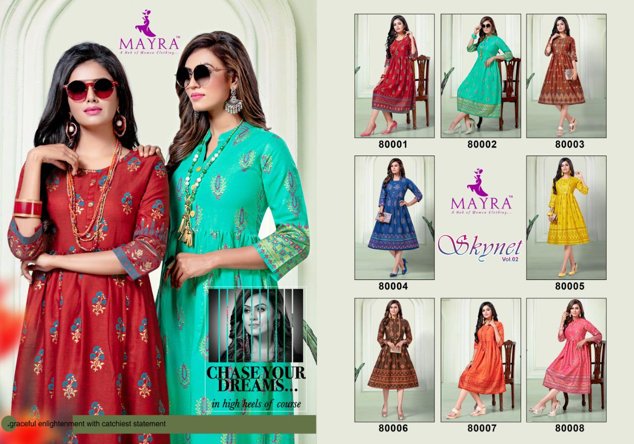 Mayra  Presents Skynet Vol 2 Printed Kurti Collection