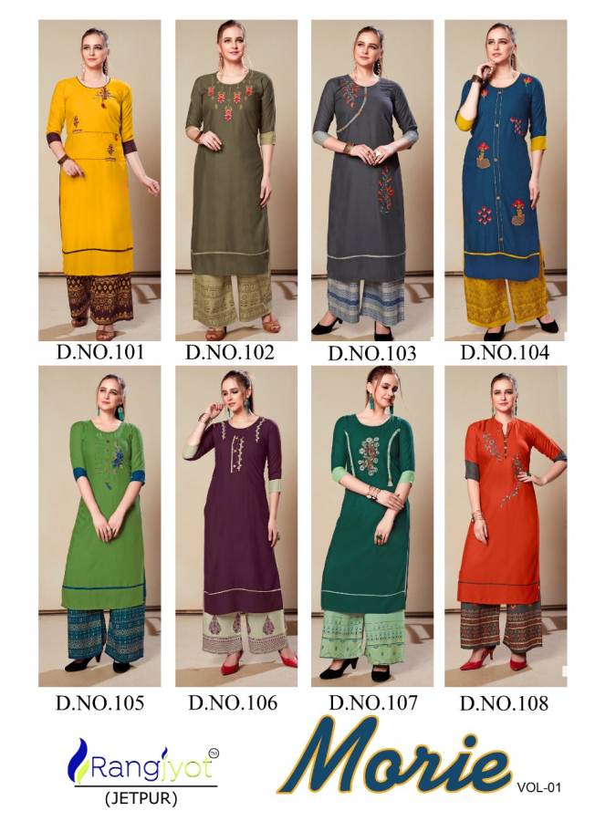 Rangjyot Presents  Morie Vol 1  Stylish Kurti With Bottom