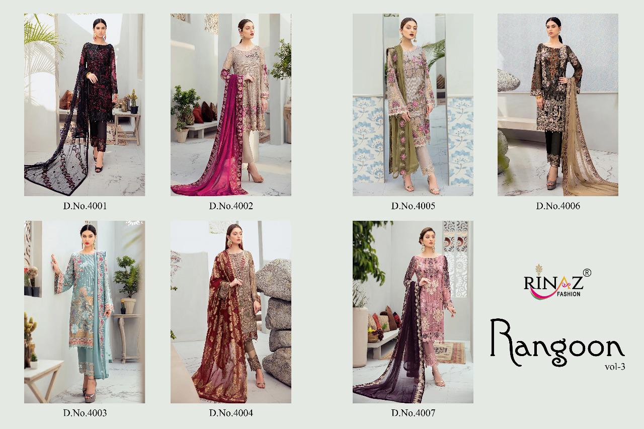 Rinaz Presents  Rangoon Vol 3 Pakistani Salwar Suits