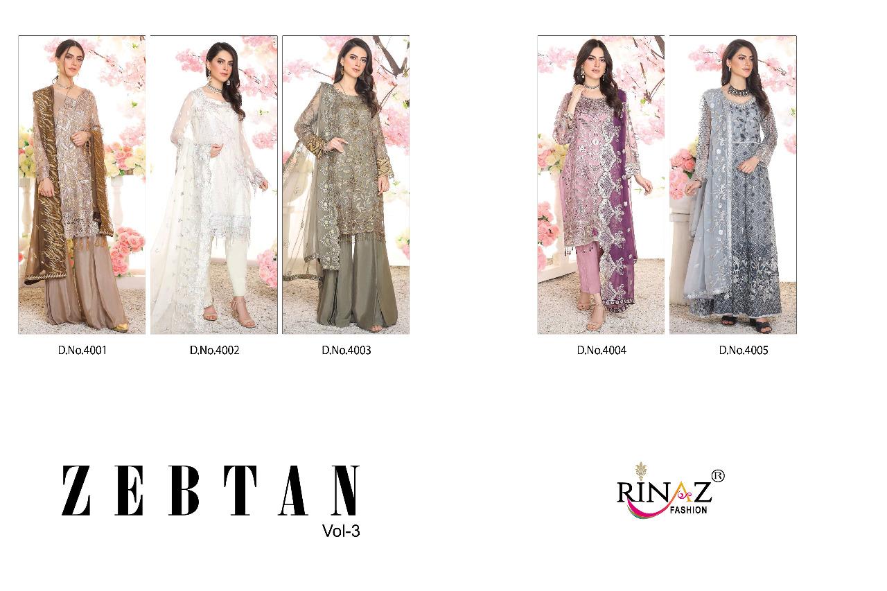 Rinaz  Presents Zebtan Vol 3 Designer Pakistani Suits Collection.