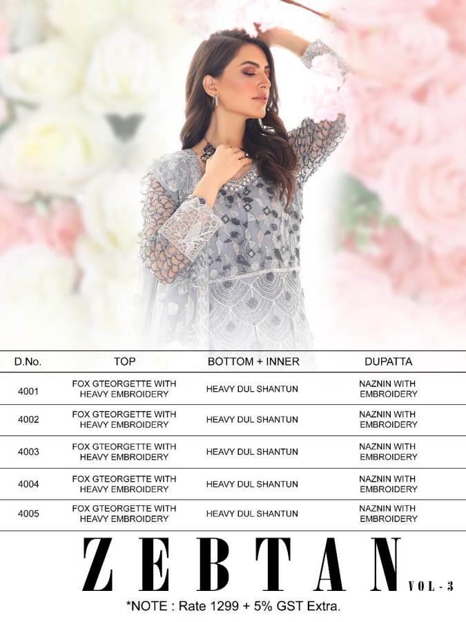 Rinaz  Presents Zebtan Vol 3 Designer Pakistani Suits Collection.