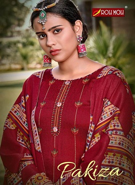 Roli Moli Presents Pakija Pure Pashmina Jacquard Dress Material