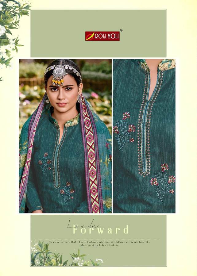Roli Moli Presents Pakija Pure Pashmina Jacquard Dress Material