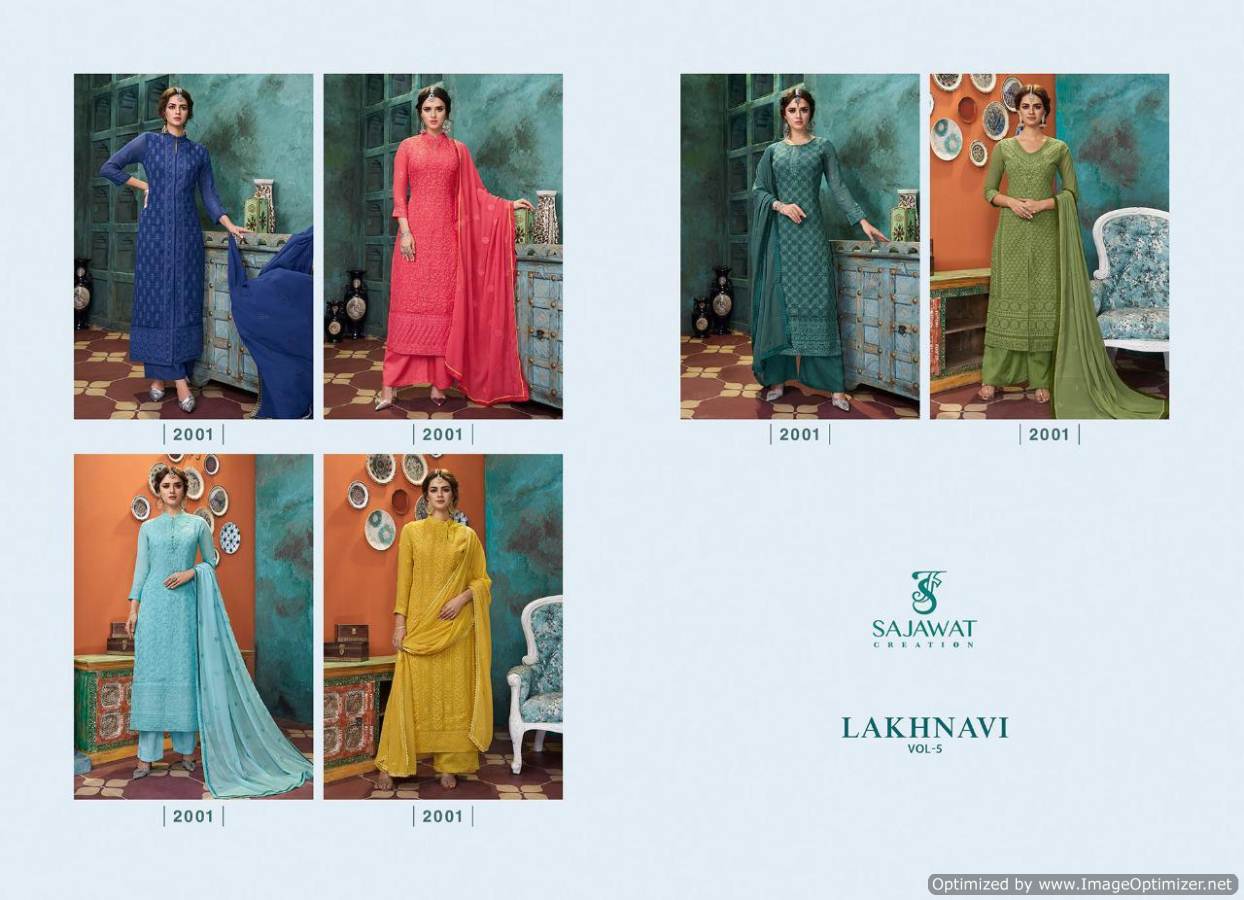 Sajawat Presents Lakhnavi 5 Festive Wear Ready Made Dress Material Collection