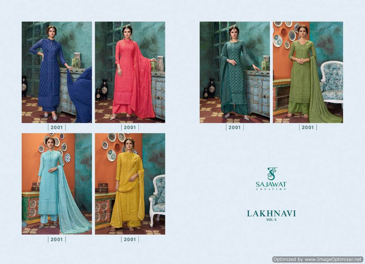 LAKHNAVI BY FK FASHION HUB 7001 TO 7005 SERIES GEORGETTE SALWAR SUITS  WHOLESALE 5 PCS