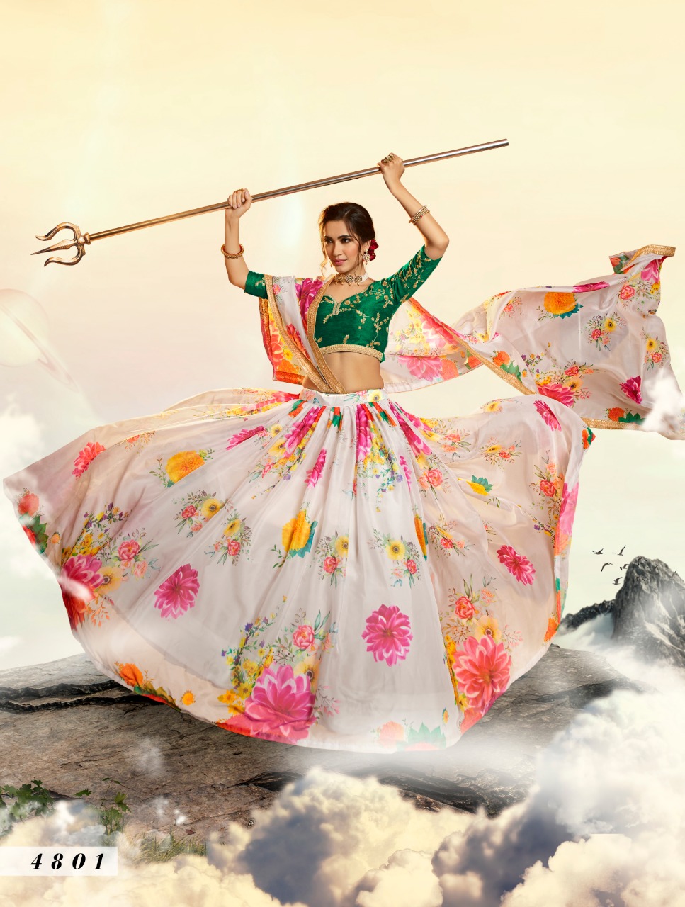 White 4801 Lehenga Choli With Dupatta