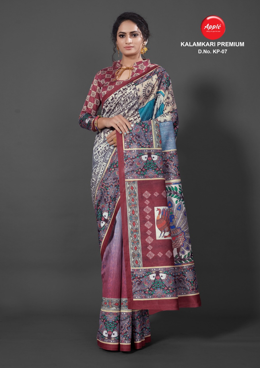 Apple Presents Kalamkari Premium Designer Saree Collection         (12 Pcs Set)