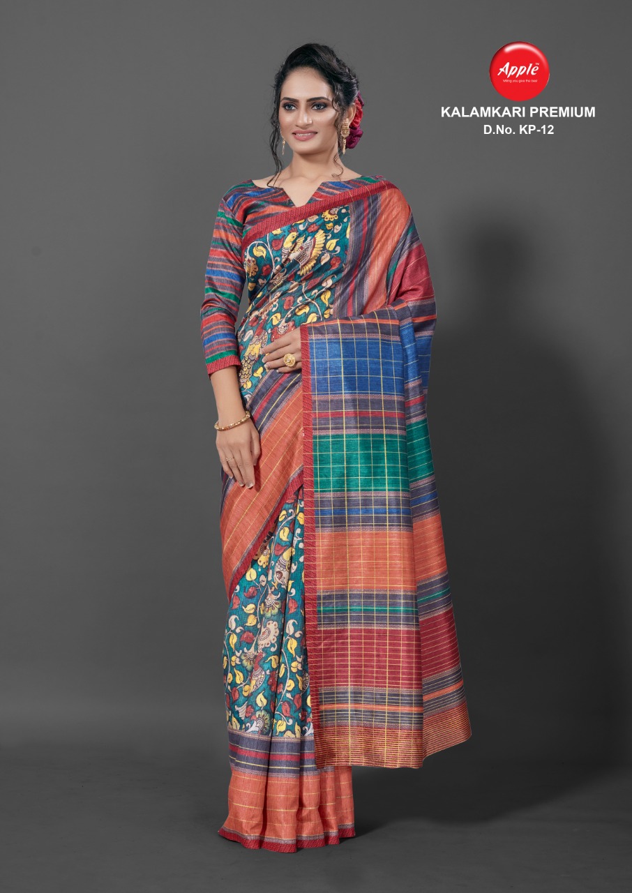 Apple Presents Kalamkari Premium Designer Saree Collection         (12 Pcs Set)