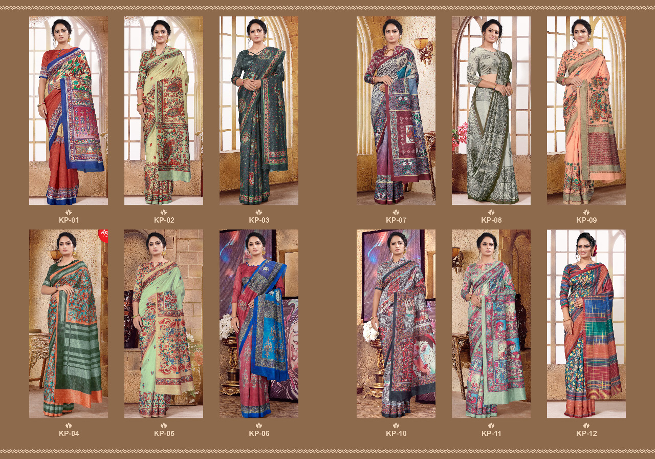 Apple Presents Kalamkari Premium Designer Saree Collection         (12 Pcs Set)