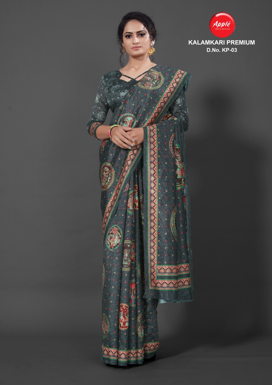 Apple Presents Kalamkari Premium Designer Saree Collection         (12 Pcs Set)