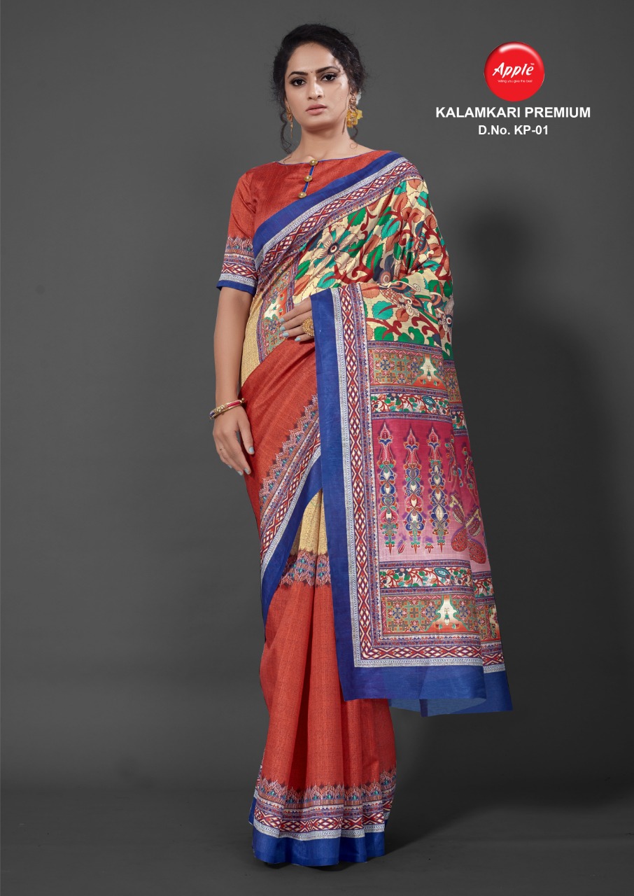 Apple Presents Kalamkari Premium Designer Saree Collection         (12 Pcs Set)