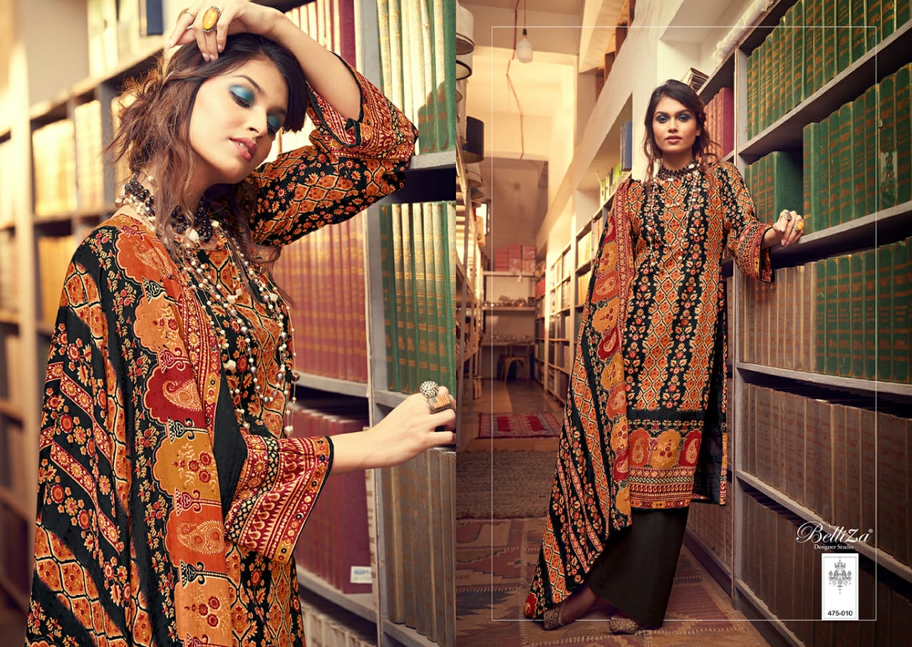 Belliza  Presents Al Marina Vol 3 Pashmina Designer Dress Material