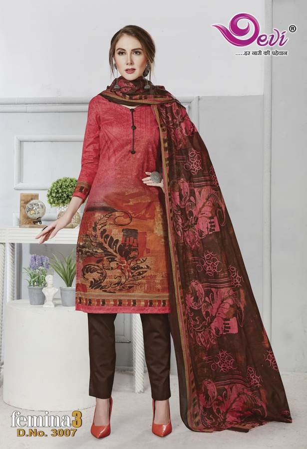 Devi Presents Femina 3 Collection Of Printed Pure Cotton Casual Wear Dress Materials